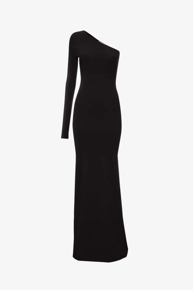 Women Gowns Victoria Beckham One Shoulder Knitted Gown In Black