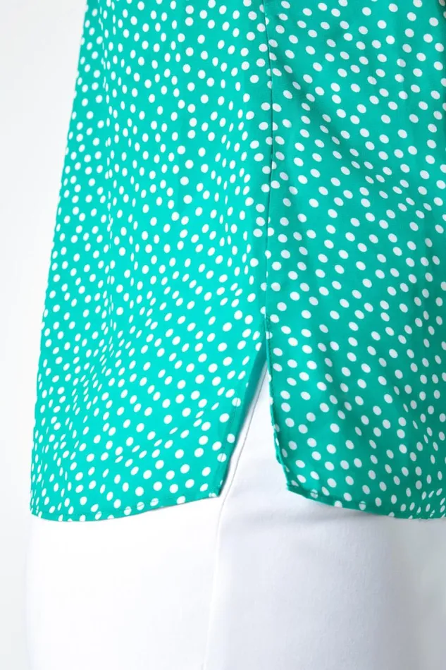 Women Green Polka Dot Print VNeck Cami Top Roman Tops