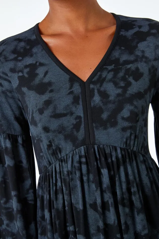 Women Grey Tie Dye Fit And Flare Dress Roman Dresses