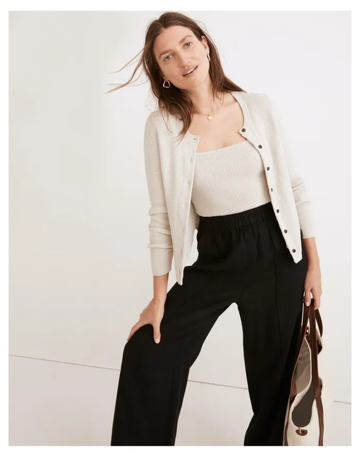 Women Halstead Square Neck Sweater Tank Form Grey Madewell Tees
