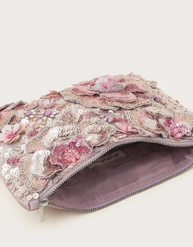 Women HandEmbellished 3d Flower Pouch Monsoon Bags and Purses