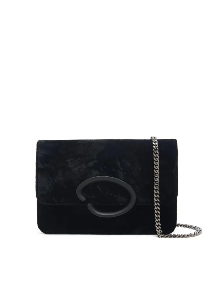 Women Handbags Oscar De La Renta Crushed Velvet O Pochette Black