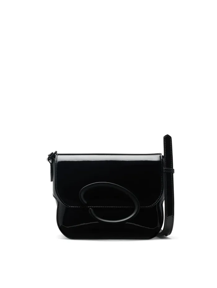 Women Handbags Oscar De La Renta Patent Leather Oath Shoulder Bag Black