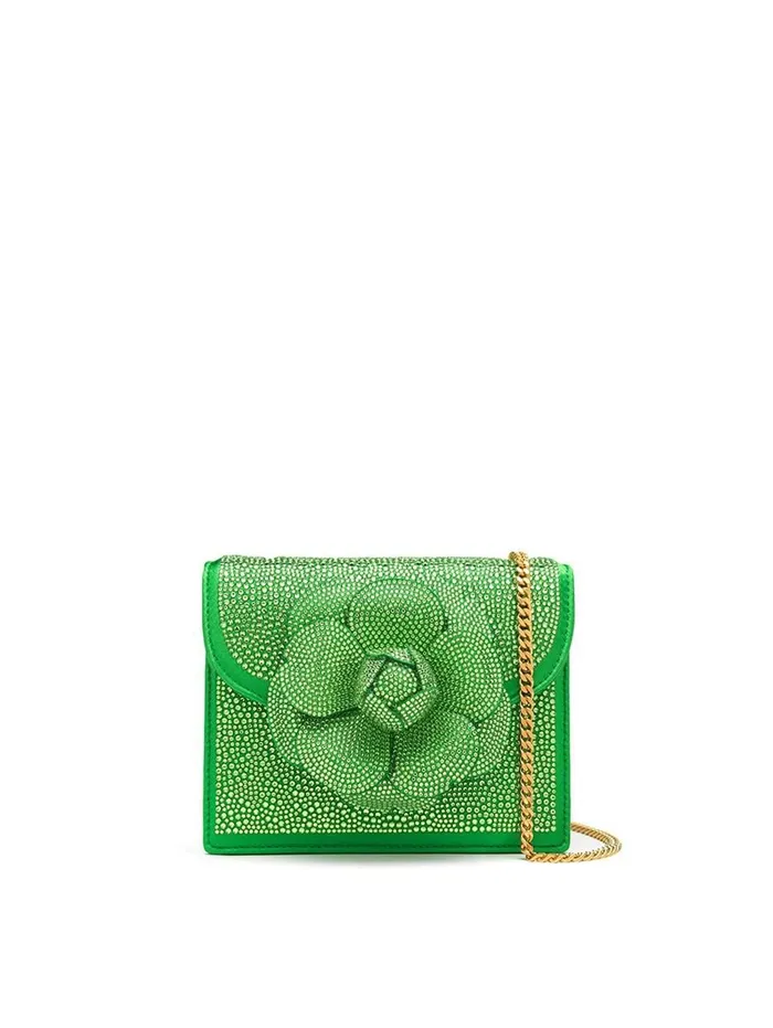 Women Handbags Oscar De La Renta Pav Crystal Mini TRO Bag Meadow
