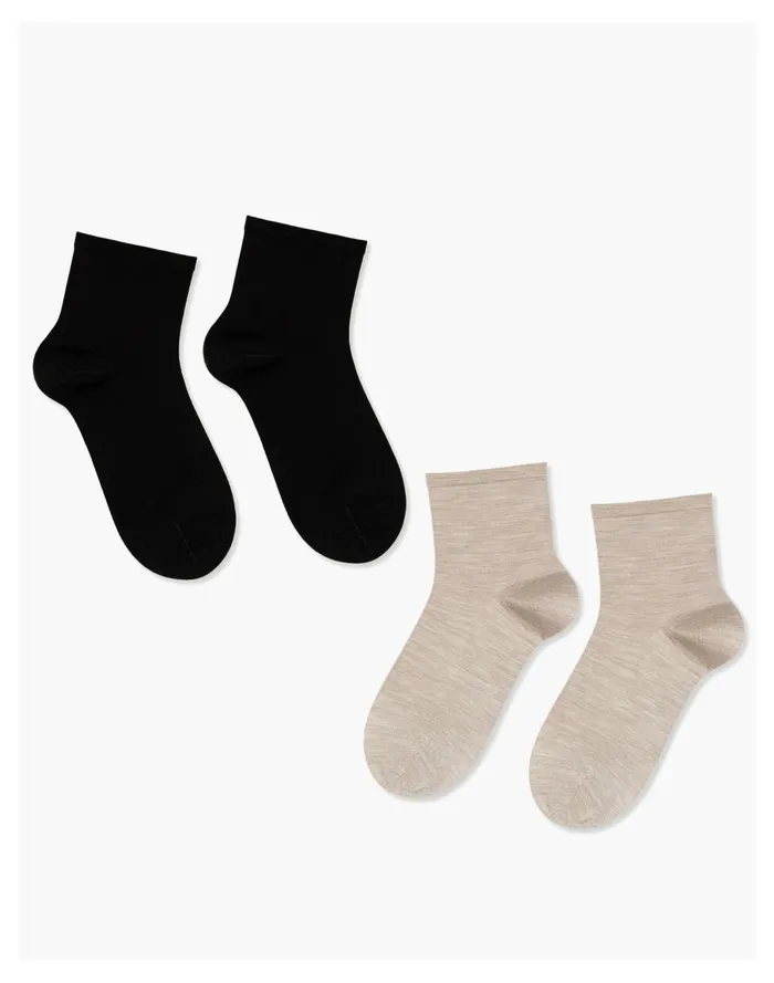 Women Hansel From Basel Two Pack Silk Kinu Short Socks Oatmeal Madewell Socks