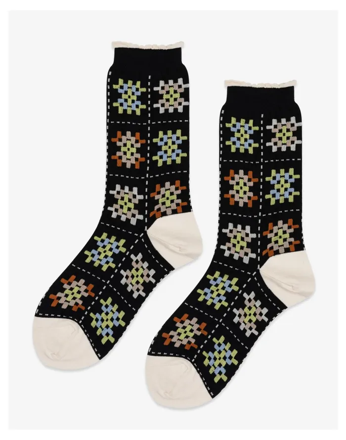 Women Hansel From Basel Two Pack Taffy Tile Crews Black Madewell Socks Women Hansel From Basel Two Pack Taffy Tile Crews Black Madewell Socks