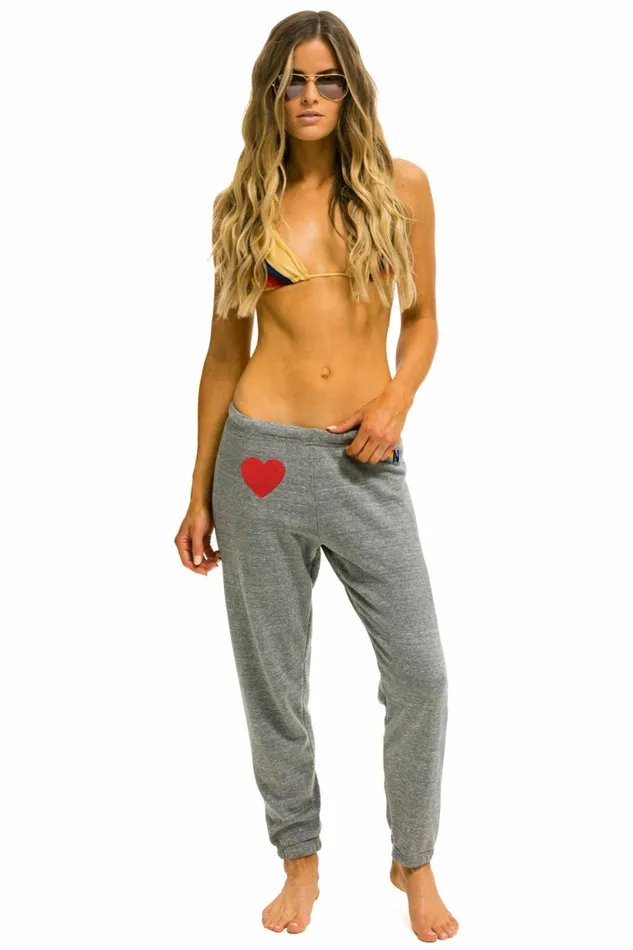 Women HEART EMBROIDERY SWEATPANTS 8211 HEATHER GREY Aviator Nation Sweatpants