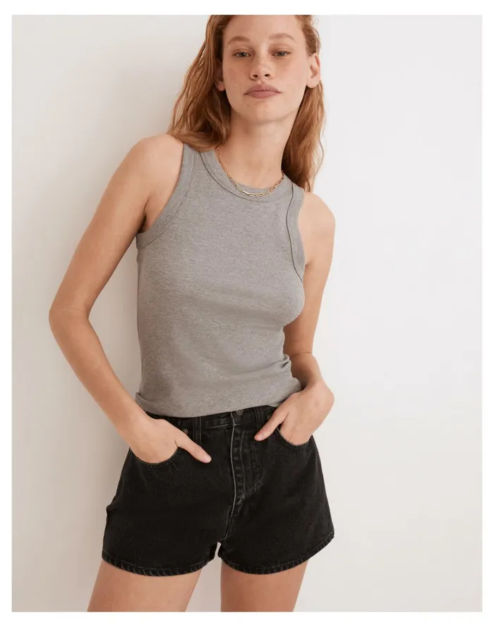 Women Heathered Brightside Tank Top Hthr Graphite Madewell Tees