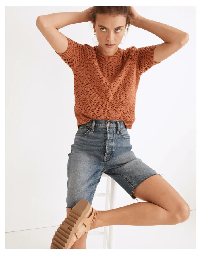 Women High Rise Long Denim Shorts In Brightwood Wash Brightwood Wash Madewell Shorts
