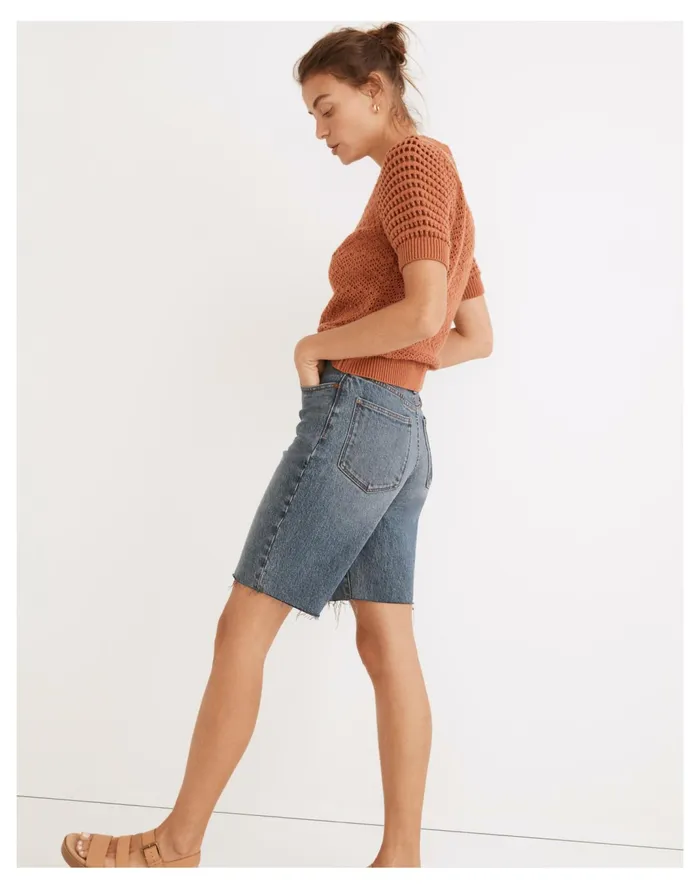 Women High Rise Long Denim Shorts In Brightwood Wash Brightwood Wash Madewell Shorts Women High Rise Long Denim Shorts In Brightwood Wash Brightwood Wash Madewell Shorts