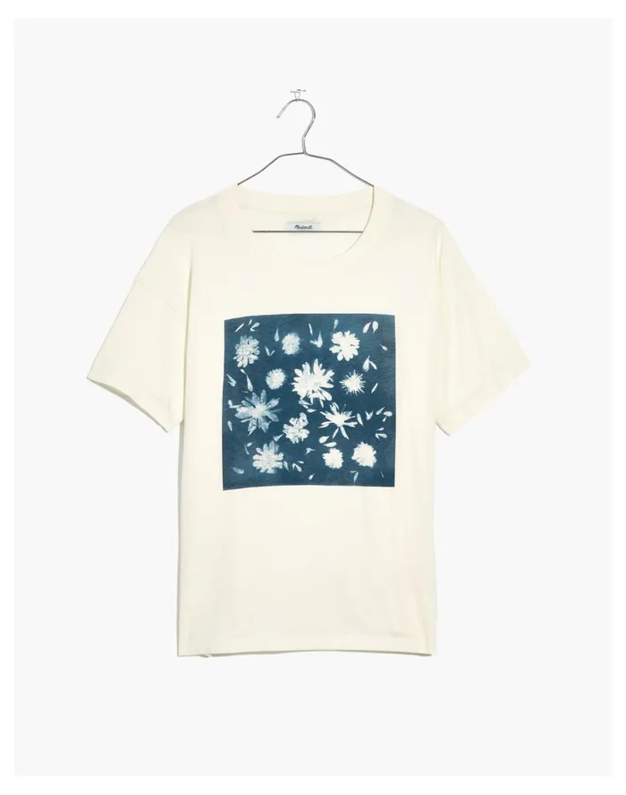 Women Indigo Floral Softfade Cotton Oversized Tee Lighthouse Madewell Tees Women Indigo Floral Softfade Cotton Oversized Tee Lighthouse Madewell Tees
