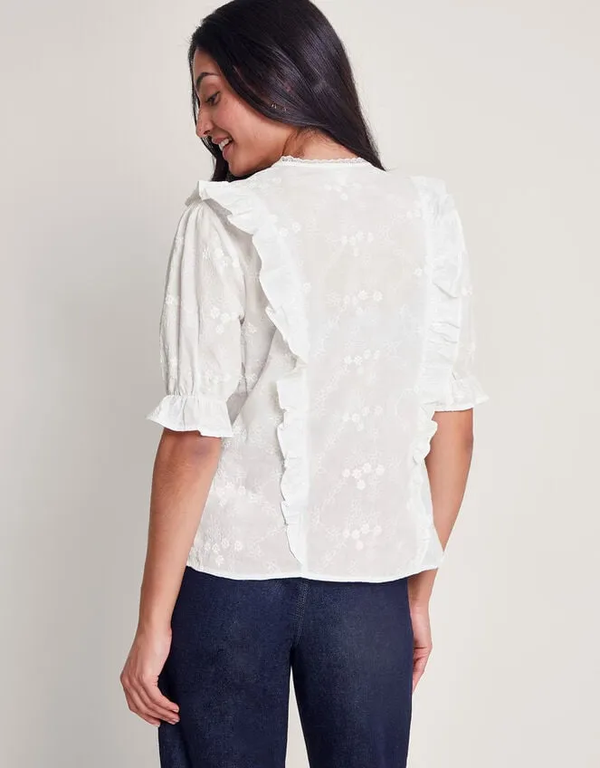 Women Iris Embroidered Blouse White Monsoon Tops and Blouses
