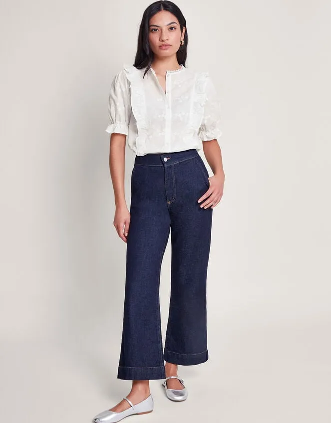 Women Iris Embroidered Blouse White Monsoon Tops and Blouses