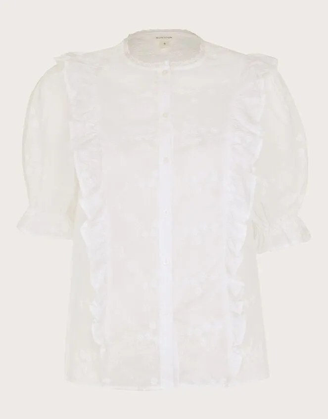 Women Iris Embroidered Blouse White Monsoon Tops and Blouses