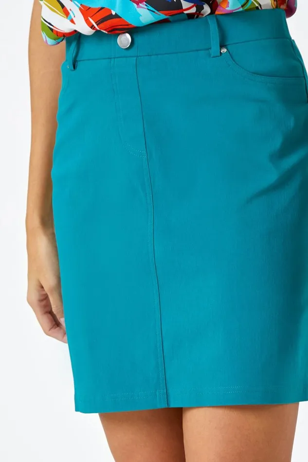 Women Jade Elastic Waist Straight Stretch Skirt Roman Skirts