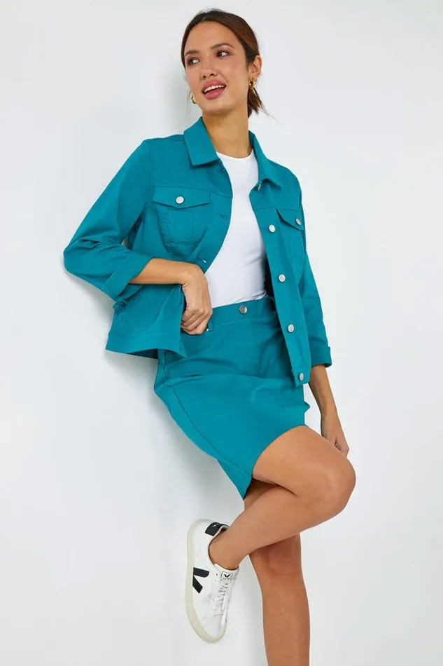 Women Jade Elastic Waist Straight Stretch Skirt Roman Skirts