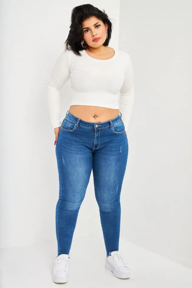 Women Jean Bleu Fonc Effiloch Aux Chevilles Blue Brentiny Paris See Everything