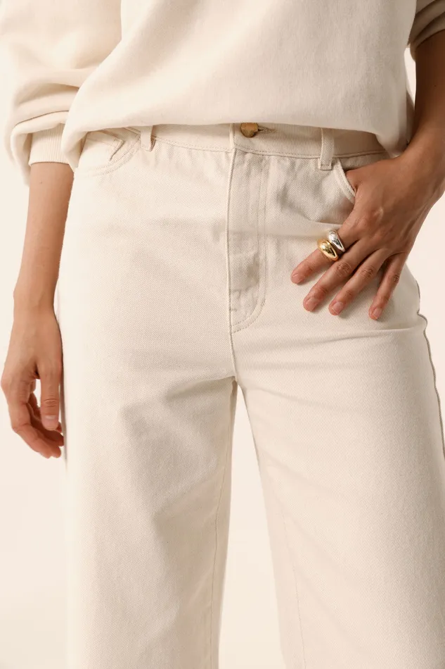 Women Jeans Louadi Ecru Jean Coton cru Des Petits Hauts Trousers and Jumpsuits