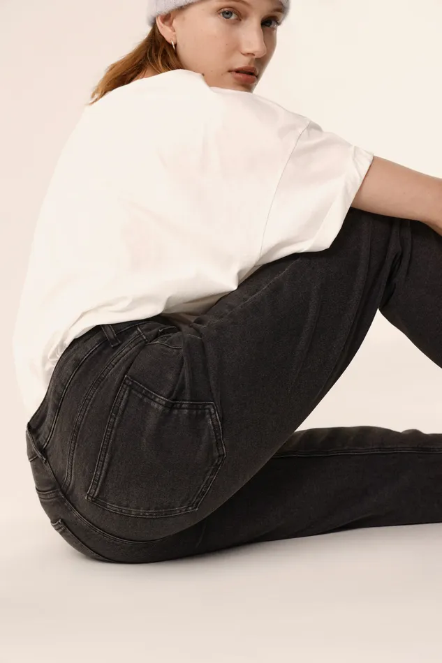Women Jeans Louisette 3 Gris Jean Coton Gris Des Petits Hauts Denim