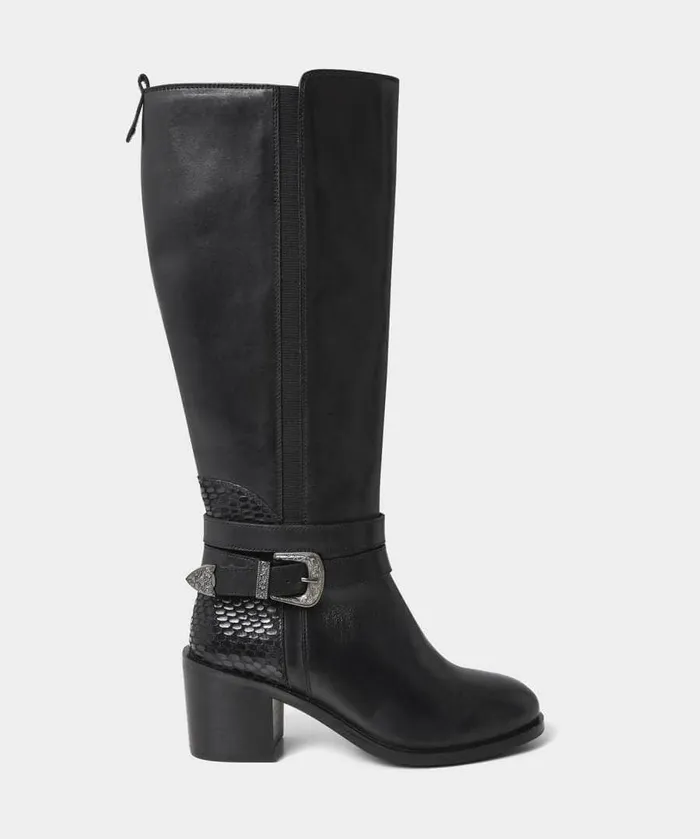 Women Joe Browns Gigi Premium Leather Rider Boots Black