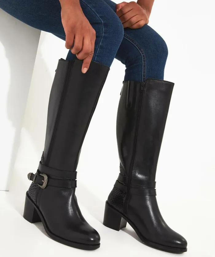 Women Joe Browns Gigi Premium Leather Rider Boots Black Women Joe Browns Gigi Premium Leather Rider Boots Black