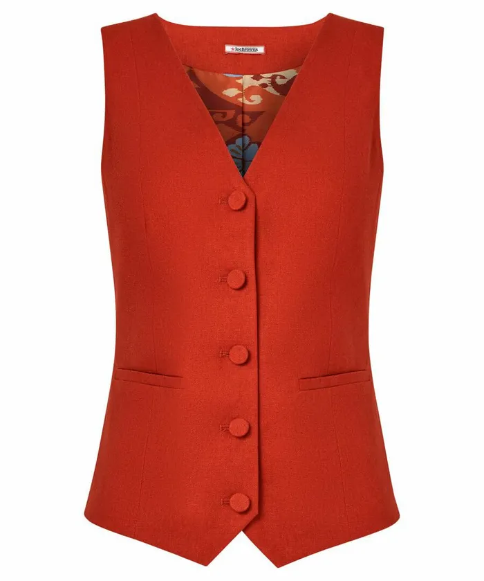 Women Joe Browns Lyla Linen Blend Waistcoat Rust Women Joe Browns Lyla Linen Blend Waistcoat Rust