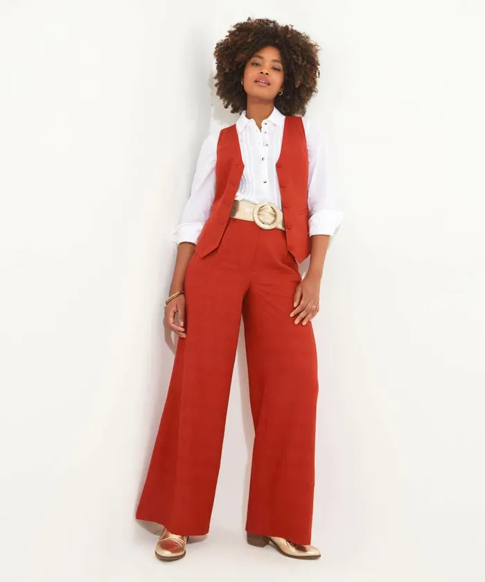 Women Joe Browns Lyla Linen Blend Waistcoat Rust Women Joe Browns Lyla Linen Blend Waistcoat Rust