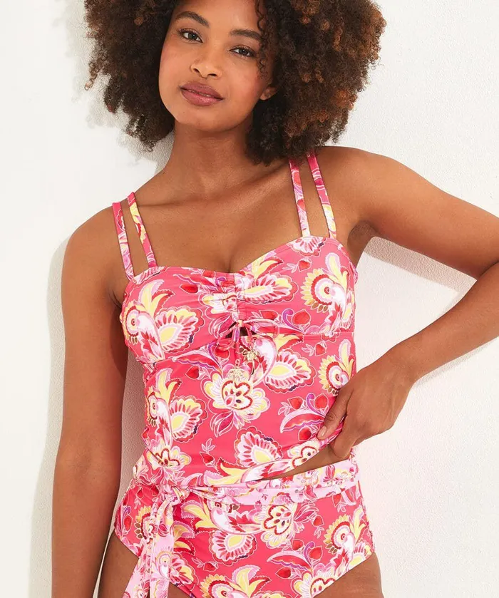 Women Joe Browns Malibu Beach Tankini Top Pink Multi