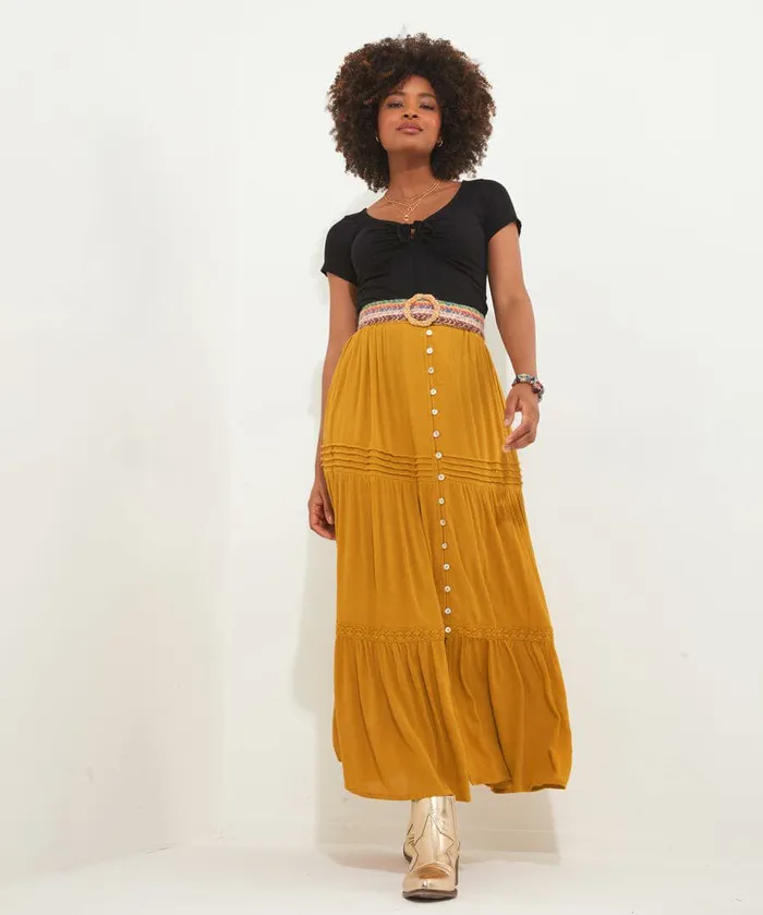 Women Joe Browns Sunny Days Tiered Skirt Yellowblack