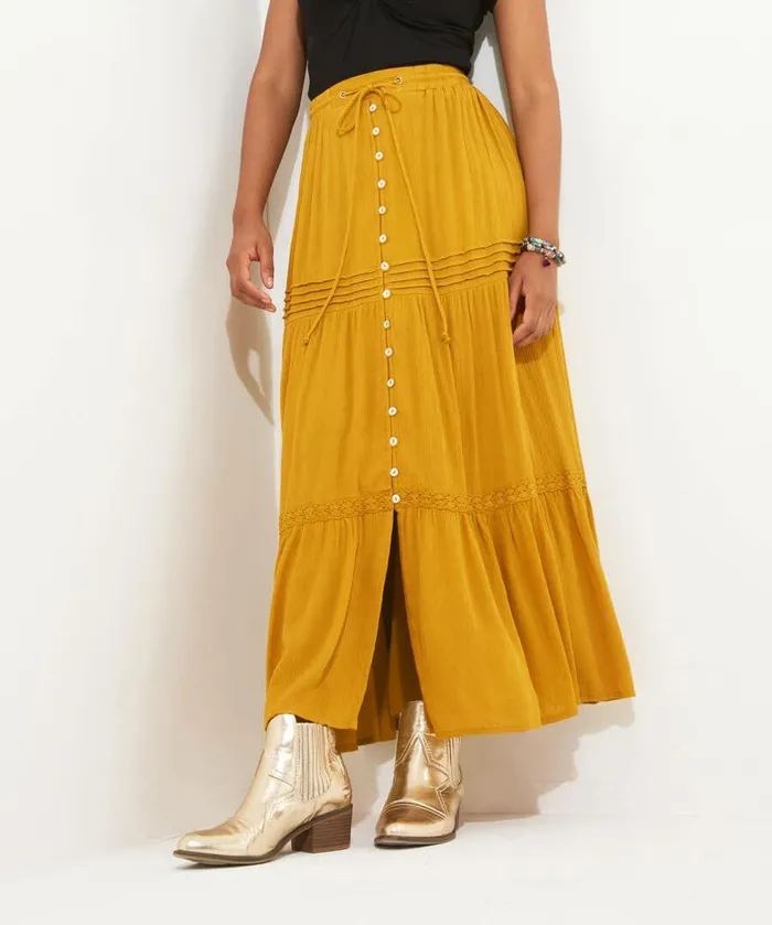 Women Joe Browns Sunny Days Tiered Skirt Yellowblack Women Joe Browns Sunny Days Tiered Skirt Yellowblack