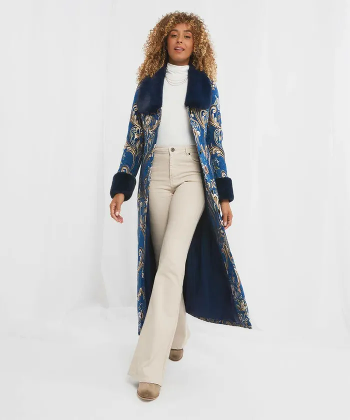 Women Joe Browns What A Statement Longline Coat Blue Women Joe Browns What A Statement Longline Coat Blue