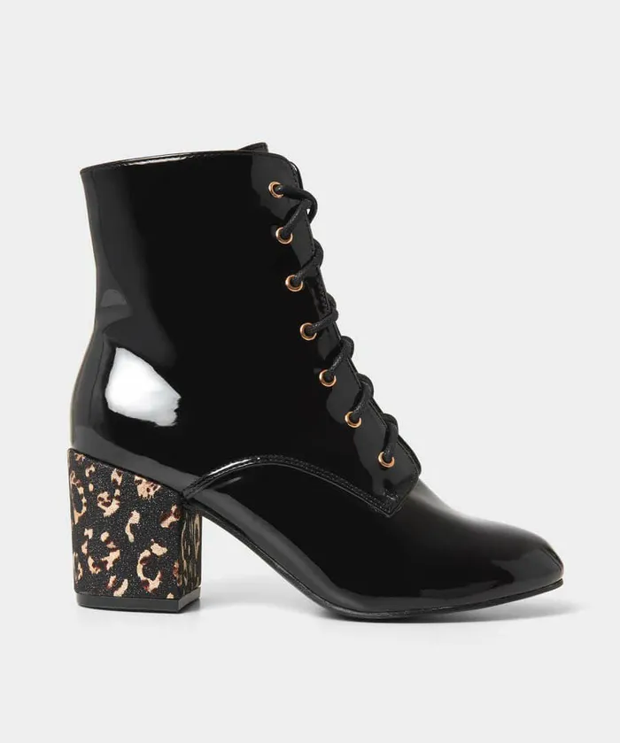 Women Joe Browns Wonderful Patent Ankle Boots Black Multi