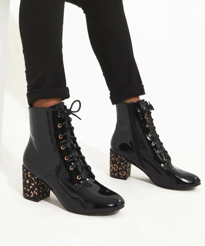 Women Joe Browns Wonderful Patent Ankle Boots Black Multi Women Joe Browns Wonderful Patent Ankle Boots Black Multi
