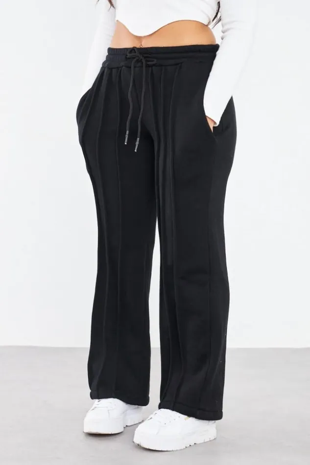 Women Jogging Noir Avec Relief Black Brentiny Paris White Tops