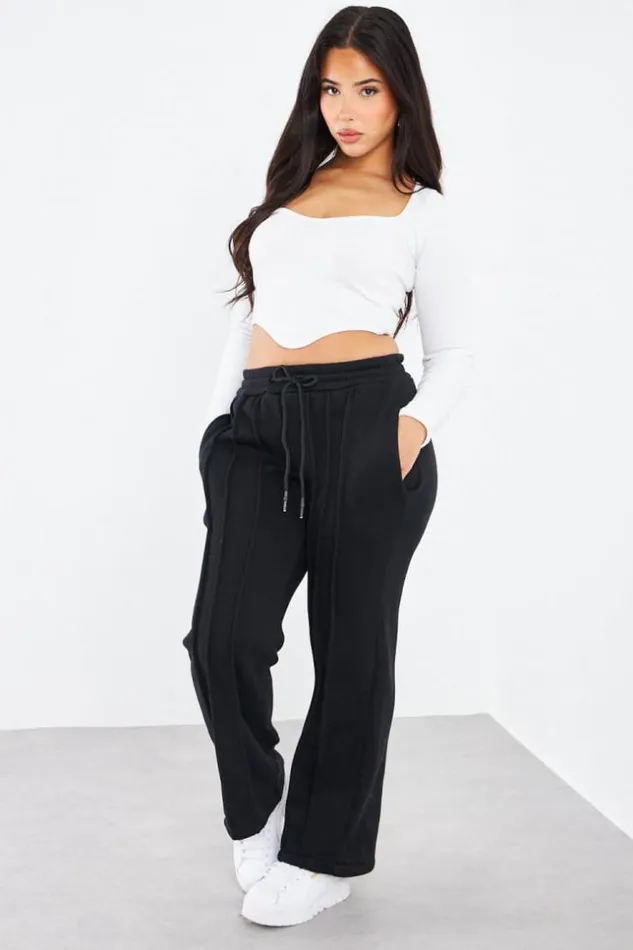 Women Jogging Noir Avec Relief Black Brentiny Paris White Tops