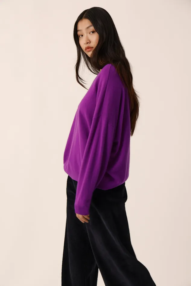 Women Jumper Aragone Violette Pull Laine Mrinos Violet Des Petits Hauts Jumpers and Cardigans