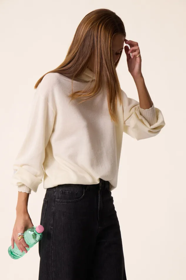 Women Jumper Armonie Creme Pull Laine Mrinos Blanc Crme Des Petits Hauts Jumpers and Cardigans