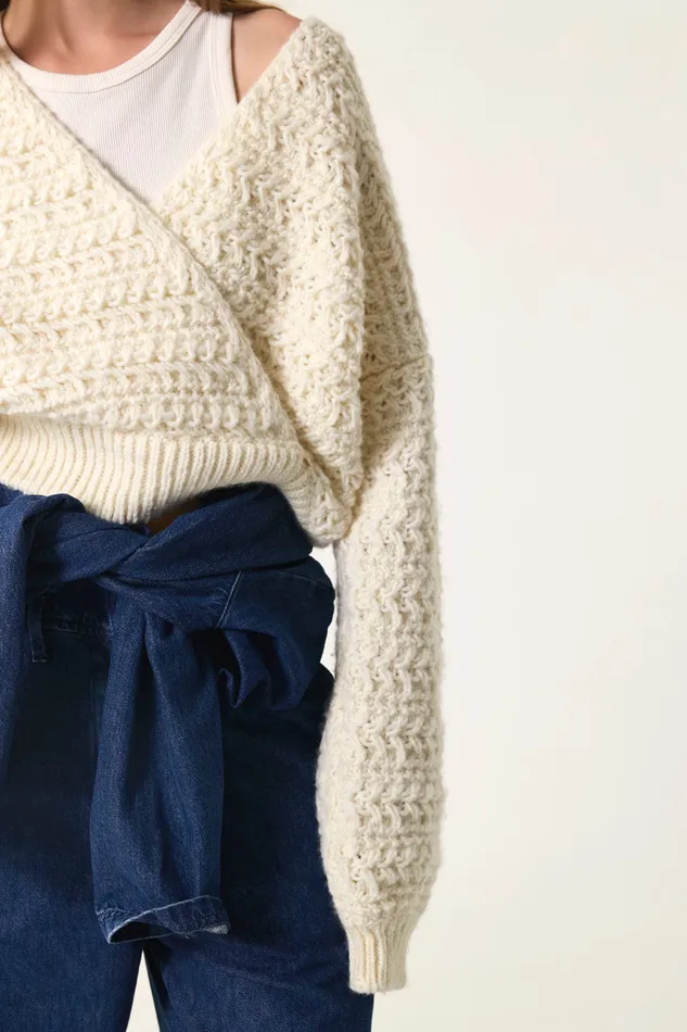 Women Jumper Astro Creme Pull Laine Blanc Crme Des Petits Hauts Jumpers and Cardigans