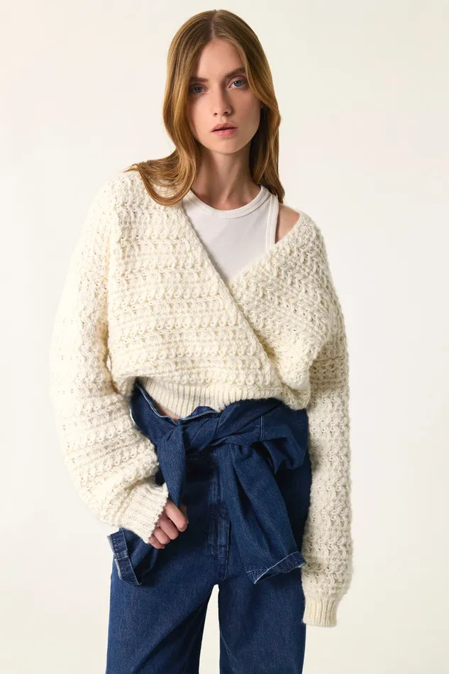 Women Jumper Astro Creme Pull Laine Blanc Crme Des Petits Hauts Jumpers and Cardigans