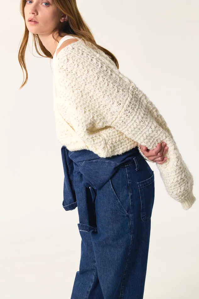 Women Jumper Astro Creme Pull Laine Blanc Crme Des Petits Hauts Jumpers and Cardigans