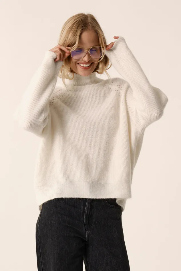 Women Jumper Bergamote Creme Pull Alpaga Superfine Blanc Crme Des Petits Hauts Jumpers and Cardigans