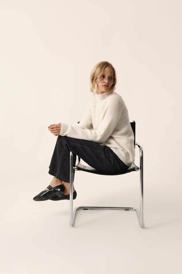 Women Jumper Bergamote Creme Pull Alpaga Superfine Blanc Crme Des Petits Hauts Jumpers and Cardigans