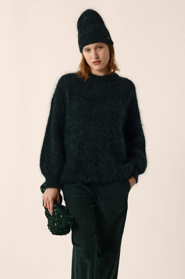 Women Jumper Burma Epicea Pull Mohair Vert Fonc Des Petits Hauts Jumpers and Cardigans