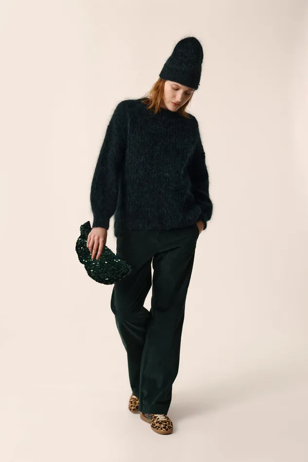 Women Jumper Burma Epicea Pull Mohair Vert Fonc Des Petits Hauts Jumpers and Cardigans