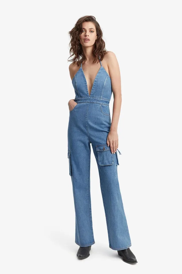 Women Jumpsuits Bardot Zerah Cargo Jumpsuit In Vintage Blue Vintage Blue