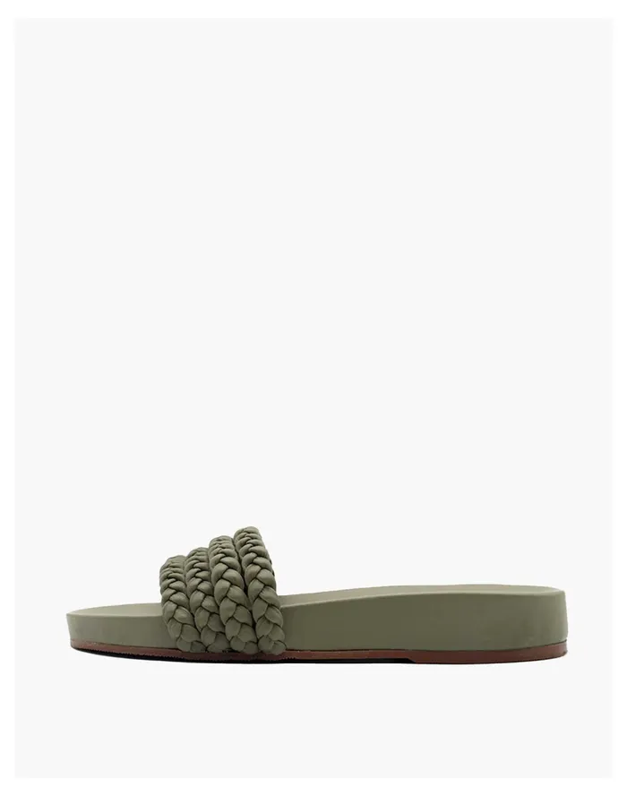 Women KAANAS ARES MULTI BRAID POOL SLIDE Olive Madewell Sandals Women KAANAS ARES MULTI BRAID POOL SLIDE Olive Madewell Sandals