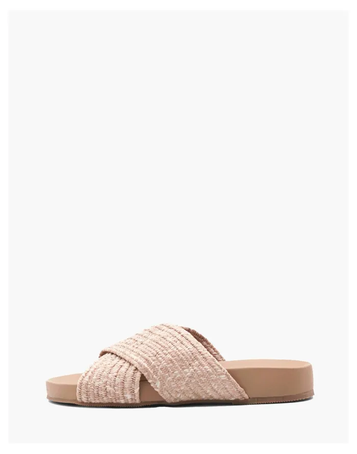 Women KAANAS Miri Cross Over Elastic Braid Pool Slide Light Pink Madewell Sandals Women KAANAS Miri Cross Over Elastic Braid Pool Slide Light Pink Madewell Sandals