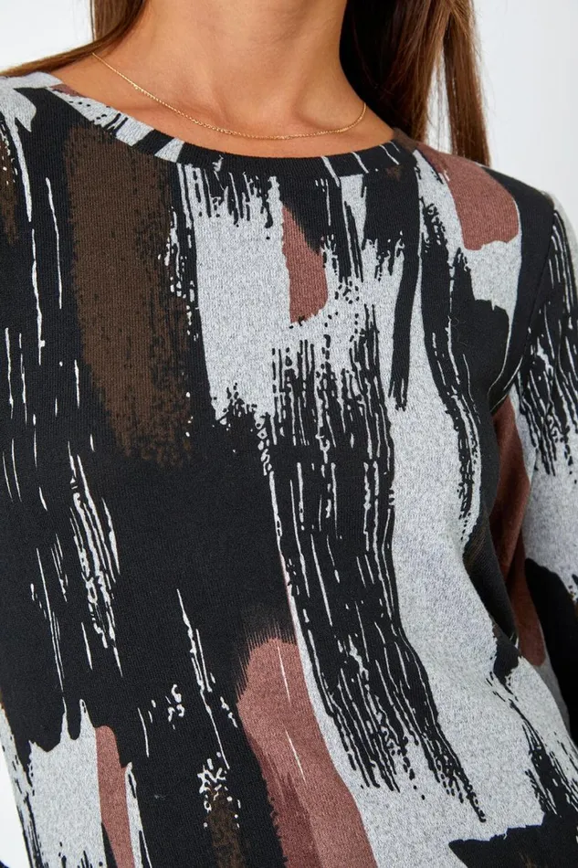 Women Khaki Abstract Print Midi Stretch Dress Roman Dresses