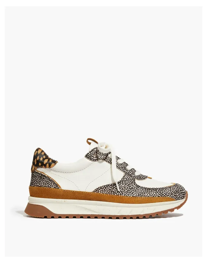Women Kickoff Trainer Sneakers In Leather And Spot Mix Calf Hair Olive Grove Multi Madewell Sneakers Women Kickoff Trainer Sneakers In Leather And Spot Mix Calf Hair Olive Grove Multi Madewell Sneakers