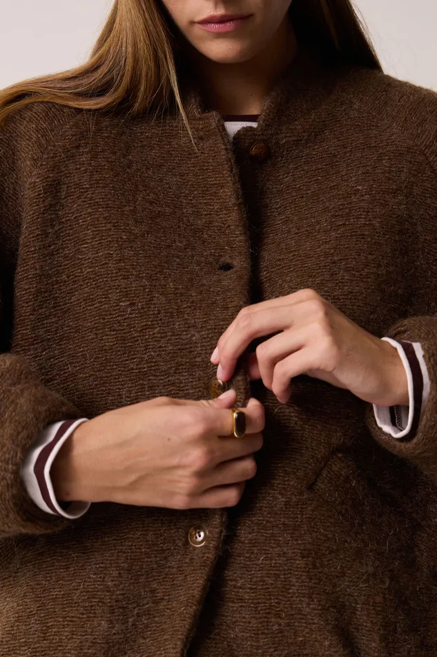 Women Knitted Jacket Hildou Ours Veste Mohair Marron Des Petits Hauts Coats and Jackets